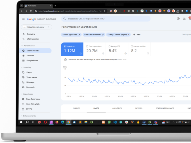 Google Search Console on laptop